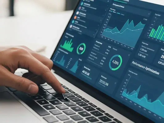 charts on a laptop